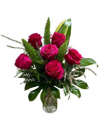 Half Dozen Hot Pink Roses image 0