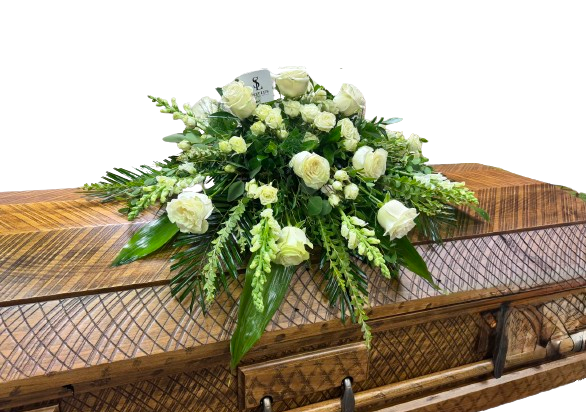 White Rose & Snap Casket Spray